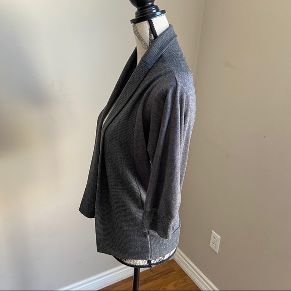 Ginger G 3/4 sleeves open front grey cardigan M - Picture 4 of 5